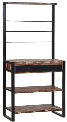 vidaXL Kitchen Rack Multicolour 80 x 40 x 160 cm Solid Reclaim wood, Compact Kitchen Rack, Durable Storage Shelf, Rectangular Organizer, Indoor Utensil Holder, Functional Urban Design Unit