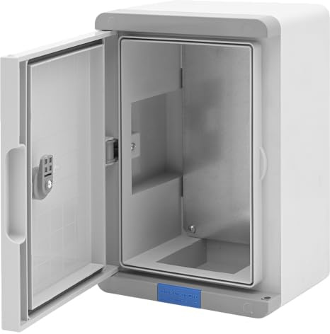 BOXEXPERT Fleet Pro Schaltschrank Gehäuse, 300 x 200 x 130 mm, lichtgrau | wasserdichter Sicherungskasten aus ABS, graue Tür, Montageplatte, Wandbefestigung & 1-Punkt-Schließung