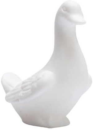 Bezauberndes Kleiner Enten Gartenornament aus Keramik, Weiß, für Tisch | Glatt Polierte Oberfläche, Platzsparend auf Fensterbank oder Tisch, 1 Stück, als Zarte Deko für Zuhause