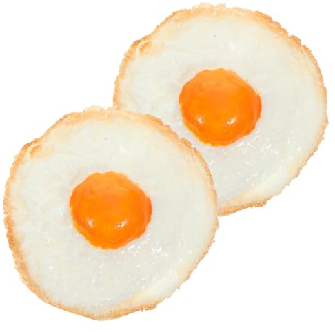 Gogogmee 4Pcs Resin Fried Egg Desktop Models Multi-function Fake Food Decorations for Home Shop Display and Educational Use Realistic Simulated Fried Egg