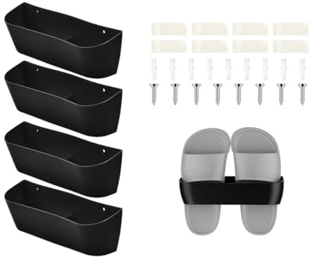 Anlising Zapatero Puerta Caravana, 4PCS Zapateros de Pared, Con Instalar Accesorios, Zapatero Pared Zapatillas, Soporte para Zapatos, para Camper, Autocaravana, Camping (Negro)
