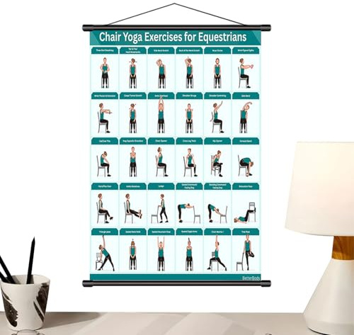 Stuhlübungen Poster Für Senioren - Anfängerfreundliche Vielzahl Von Übungen - Einsteiger Fitness Übungsplan Mit Trainingsanleitung | für Fitness Dehnung Beweglichkeit Workout Training Home Gym Büro
