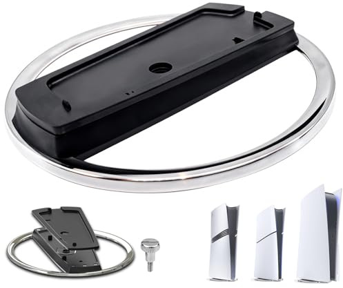 FDKene Soporte Vertical para PS5, PS5 Slim y PS5 Pro, Base Vertical de Metal Antideslizante con Tornillo Incluido, Compatible con Todos los Modelos de PlayStation 5 (Edición con Disco y Digital)