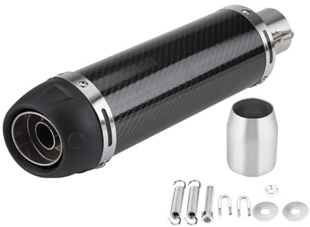 Yctze Motorrad-Auspuffschalldämpfer, Slip-on-Auspuffschalldämpfer, Auspuffrohr, 51 Mm, Kohlefaser-Edelstahl, Abnehmbarer DB-Killer-Schweißadapter für Motorräder, ATV, Roller