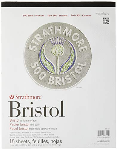 Strathmore (580-62 500 Series Bristol, 2-lagige Pergamentoberfläche, 27,9 x 35,6 cm, Weiß, 15 Blatt