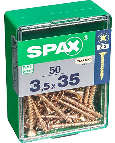 Pozidriv Spax Countersunk Steel Screws Diameter 3.5 mm x Length 35 mm Pack of 50