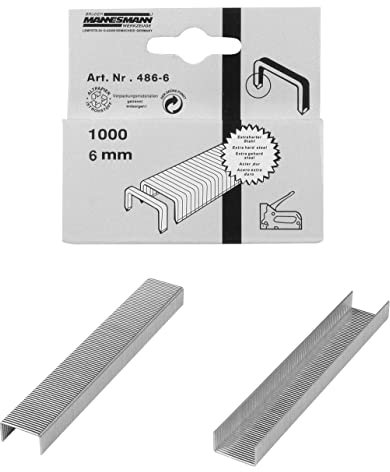 Brüder Mannesmann M 486-06 (6) Grapas pzas Ersatzklammern 6 mm für 483+484, 1000 Stück, Weiß
