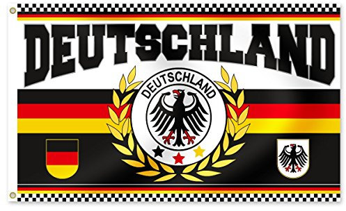 Alsino Deutschland Fanartikel Fan-Artikel Fußball WM EM Hut Brille Perücke Fahne Fußball Handball Länderspiel Damen Herren, Modell wählen:Fahne 150 x 90 cm