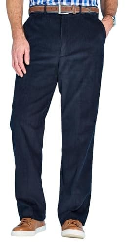 Chums Men's Cotton Corduroy Trouser Stylish & Comfortable Hidden Extra Waistband Pants for Men Navy 42W / 29L
