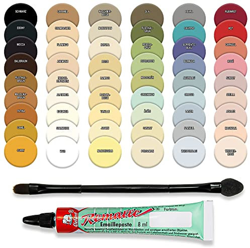 Helmecke & Hoffmann Remalle Emaille Paste Emaillelack Reparaturlack Lack 8 ml + Pinsel (Flanell)