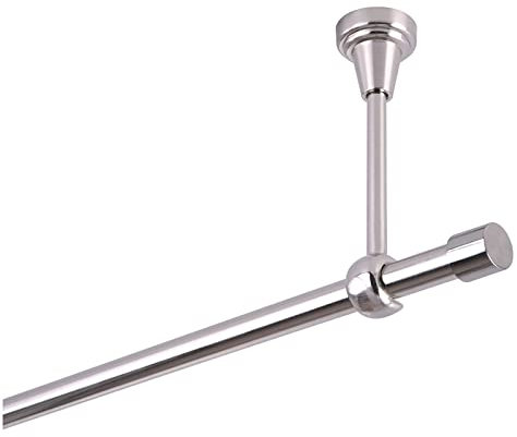 Gardinenstange 16 mm 1-Lauf Deckenbefestigung Edelstahloptik Metall Neu, 320