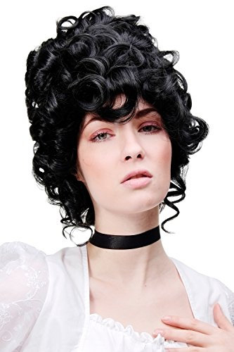 WIG ME UP - GFW1675-1B Qualitätsperücke Perücke Rokoko Barock Adlige turmhoch schwarz Marie Antoinette