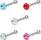 PIERCINGLINE 5er SET 925er STERLING SILBER Nasenpiercing RUNDER KRISTALL Piercing Nase Stecker