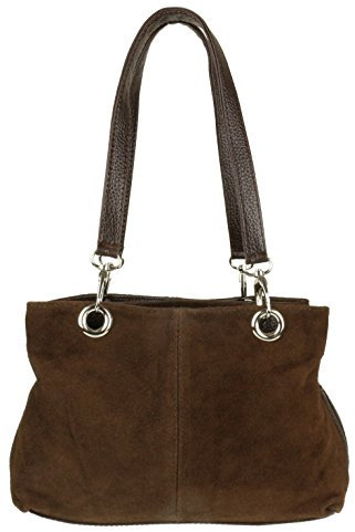 Girly Handbags Italienische Umhängetasche aus Wildleder (Kaffee)