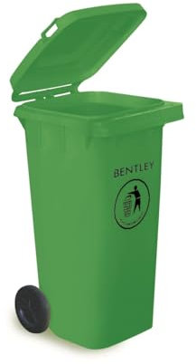 Charles Bentley Wheelie Bin, 120 Litre, Green Wheelie Bin, Weatherproof, Durable, High Density Polyethylene, Two Wheels, Ultra Violet Resistant, Robust, Frost and Chemical Exposure (95x55x47cm)