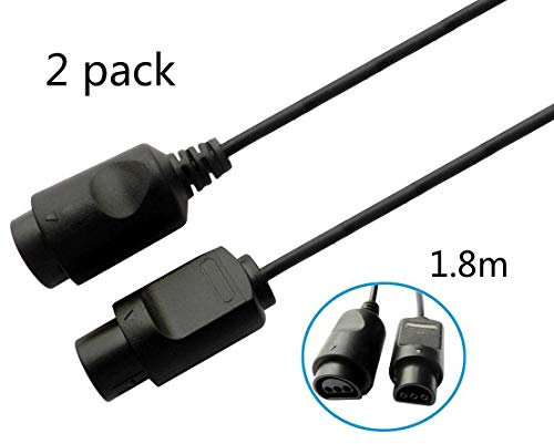 HOOKE 6ft/1.8m N64 Extension Cable for Nintendo 64 N64 Controller Extension Cord (Black-2pack)
