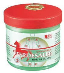 Pferdesalbe mit angenehmem Geruch kühlt, wärmt und pflegt; mit ätherischen Ölen, Arnica und Rosmarin; klebt nicht; Spar-Set 3x500ml