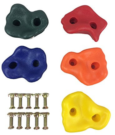 Kids Climbing Stones Plastic Multi-coloured Pack Of 5, Ideal For Climbing Frames, Tree Houses And Kids Climbing Walls