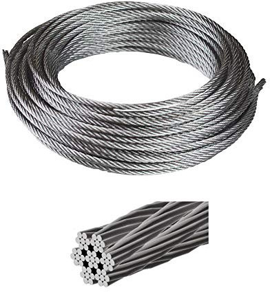 Cuerda de alambre de acero inoxidable A4 Marine Hardware Grado Cable 7 x 7, 1 mm, 2 mm, 3 mm, 4 mm, 3mm, 10m, 10
