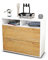 Stil.Zeit Sideboard Cosma, Korpus Weiss matt, Front Holz-Design Eiche (92x79x35cm) Push-to-Open Technik