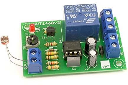 Elektronik Bausatz Dämmerungsschalter AVT1460 Lichtsensor Relais 230V 8A Mit Fotowiderstand Einstellbare Empfindlichkeit 12–15V DIY Kit Schwierigkeitsgrad 2