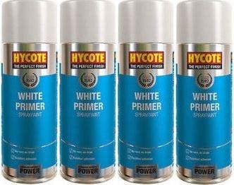 Hycote XUK0302 White Primer Spray Paint 400ml Aerosol x 4