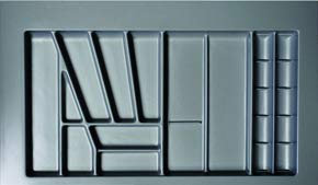 Besteckeinsatz Kunststoff silbergrau für 90er Schubkasten zuschneidbar