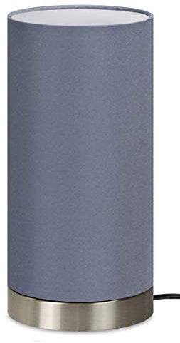 Trango 2018-09G Tischleuchte, Nachttischlampe, Schreibtischleuchte *Grey* mit 1x E14 Fassung & Stoffschirm in Grau Durchmesser 120mm, Höhe: 255 mm Tischlampe ohne Leuchtmittel