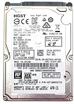 HGST 1TB HDD 7.2K RPM 2.5 6Gb/s SATA Hard Disk Drive Model: HTS721010A9E630 DP/N: 97DYV