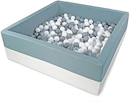 Rainbow Kids - XXL Luxus Bällebad Bällepool Bällebecken Spielbälle Kugelbad Bällchenbad Spielbecken Ball Bällepool (120x90x40 mit 400 Bällen)- Mint-Weiss