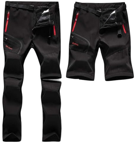 SANMIO Pantalon de Trekking Homme Fonctionnel Softshell Imperméable D'extérieur Respirant Coupe-Vent Noir, 3XL