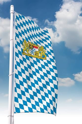 Deitert Bayernfahne Hochformat mit Löwen-Wappen (Raute) 120x300cm