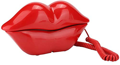 Telefono a forma di labbro, telefono a linea fissa a labbro, scrivania Telefono con filo divertente con funzione di memorizzazione del numero di telefono, regali per ragazze, feste/compleanni(Rosso)
