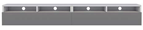 Selsey REDNAW - TV-Schrank/modernes TV-Board für Wohnzimmer, stehend/hängend, 200 cm breit (Weiß Matt/Grau Hochglanz, ohne LED)