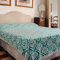 Carenesse Jacquard Tagesdecke King Size Barock 260 x 260 cm Petrol I Edle & zarte Wendedecke aus 100% Baumwolle mit hochwertiger Webung I Überwurf für Bett & Sofa I Wohndecke dünn & leicht