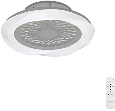 Mantra Iluminación. Modelo BOREAL. Ventilador y plafón de techo de 62 cm de diámetro en color plata. Fuente de luz LED 70W 2700K-5000K 4200lm. Ventilador 35W