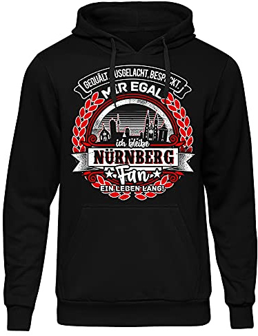 UGLYSHIRT EIN Leben lang Nürnberg Herren Kapuzenpullover | Stadt - Nürnberg Skyline - Fussball - Sport - Nürnberg Pullover - Ultras - Hoodie