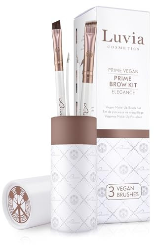 Set de pinceaux de maquillage Luvia, Prime Brow Kit, set de pinceaux à sourcils, 2 pinceaux cosmétiques véganes avec pincettes, pinceaux de maquillage