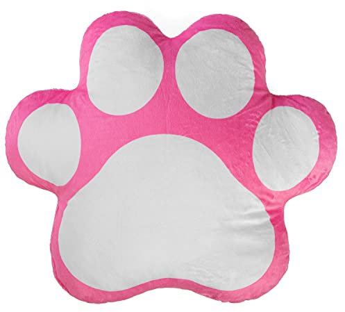 Ferocity Samt Kissen für das Kinderzimmer 40 cm Groß; Deko für Kinder Motiv Grau Rosa Pink Pfote [091]