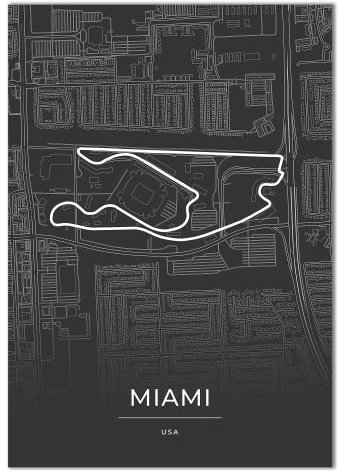 Vacentures Miami Rennstrecken Poster - Geschenk für Motorsport-Fans (30x40 CM)