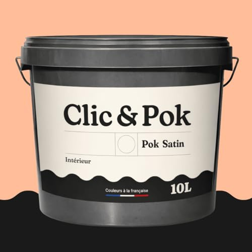 POK SATIN Peinture Mur Plafond – Intérieure Satinée, Lessivable, Multisupport - Saumon clair 100m² - 10L