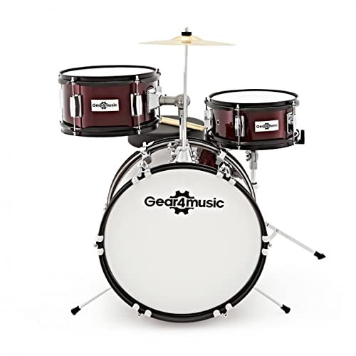Gear4music Junior Batterie 3-Piece Kid Drum Set for Kids Age 5-10 with Snare, Bass, Tom, Cymbale