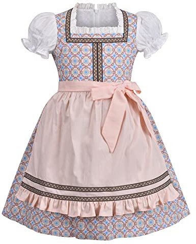 Sunny Fashion Mädchen Deutsche Dirndl Kleid Kostüme Zum Bayerisches Oktoberfest Jahrgang Rosa Gr. 110-146