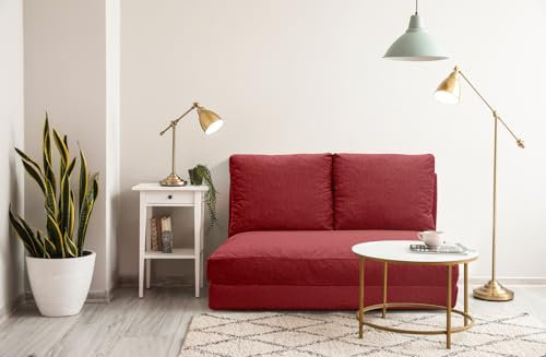 EVERGREENWEB - Zweisitzer-Futon-Schlafsofa - (Rot, 2 Sitze)