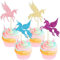 Gyufise 24Pcs Unicorn Cupcake Toppers Wing Unicorn Colorful Glitter Unicorn Horn Cupcake Picks for Baby Shower Birthday Wedding Engagement Party Cake Decorations Supplies