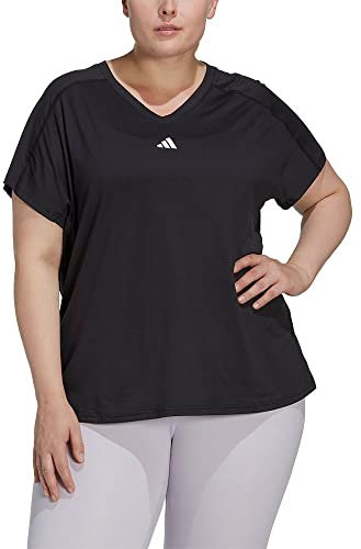 adidas Damen AEROREADY Train Essentials Minimal Branding V-Neck Tee (Plus Size), Black, XL Plus