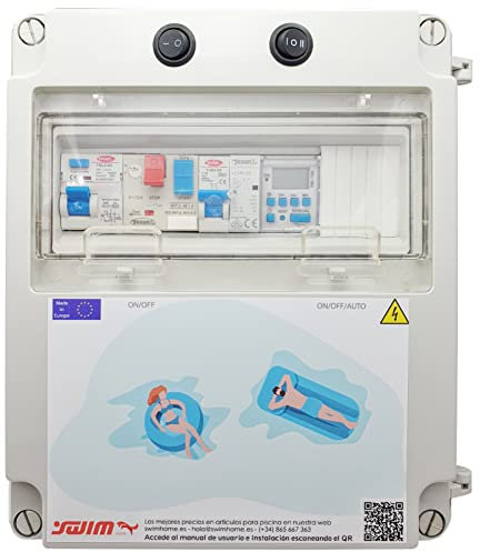Cuadro eléctrico Piscina contactor Motor (hasta 1CV) y Control Remoto WiFi para luces RGB