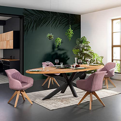 Lomadox Esszimmer Tischgruppe inkl. 4 Stühle in rosa Esstisch mit Massivholz Tischplatte