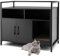 COSTWAY Cat Litter Box Enclosure, Wooden Kitty Hidden Washroom Toilet with Storage Compartments and Scratching Board, Indoor Cats House Side Table Nightstand