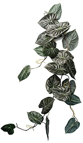 Leaf Design Artificial Hanging Plants, 120cm Alocasia Dragon Scale Dark